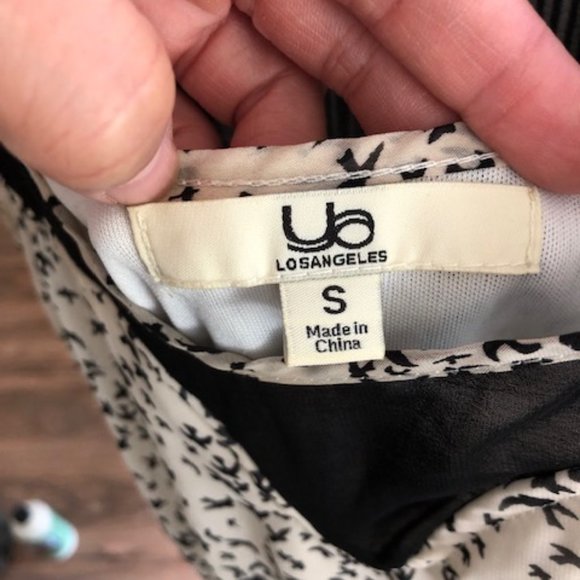 Ya Los Angeles Dress - Small, off white w/ black mini bird print - Picture 3 of 7